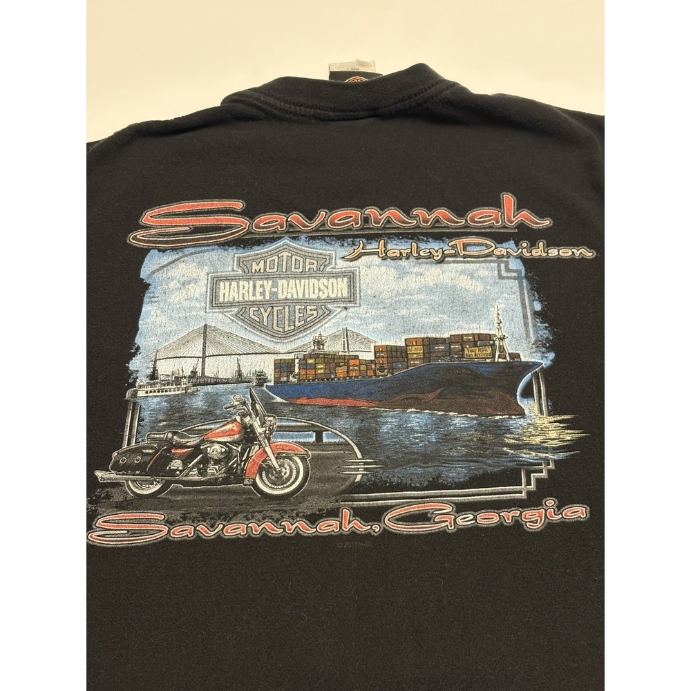 Harley Davidson Savannah Georgia T Shirt Black Graphic Motorcycle Biker Size L